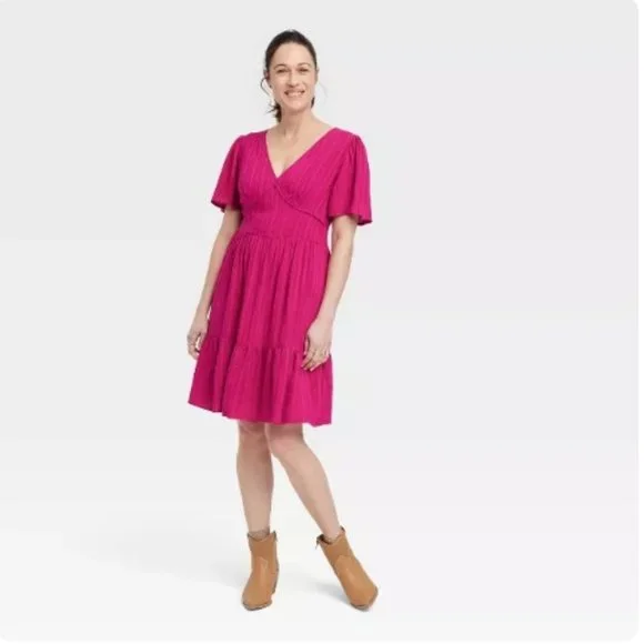 red long sleeve dress shirt Non-Iron Cotton Stripe Dress Shirt With Contrast Trim